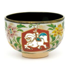 【壱休窯 / 茶道具 干支 午(うま、馬) 抹茶茶碗(まっちゃちゃわん)】 茶碗 乾山 唐花に白馬 通販 通販サイト 楽天