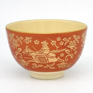 ★10/31までポイント10倍以上 茶道具 抹茶茶碗(まっちゃちゃわん) 茶碗 朱金襴 騎馬 宮地 英香 干支 午(うま、馬)