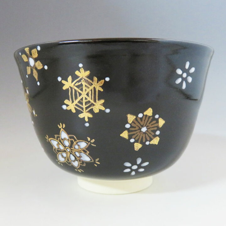 楽天市場】茶道具 送料無料 茶碗 黒釉 雪華絵茶碗 田中朋彩茶道 抹茶椀  