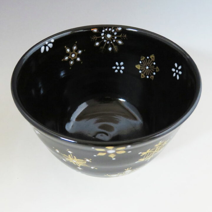 楽天市場】茶道具 送料無料 茶碗 黒釉 雪華絵茶碗 田中朋彩茶道 抹茶椀  