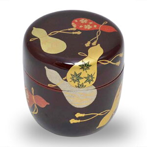 ポイント3倍以上(楽天カード利用) 茶道具 棗(なつめ) 溜塗中棗 六瓢四季草花蒔絵 坂下 仙秀