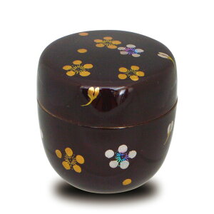 ポイント3倍以上(楽天カード利用) 茶道具 棗(なつめ) 溜塗中棗 利休梅蒔絵(内梨子地) 樹脂製 東雲