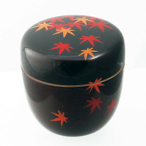 ポイント3倍以上(楽天カード利用) 茶道具 薄茶器(うすちゃき) 溜塗中棗 紅葉流水蒔絵(内梨子地) 【樹脂製】 東雲