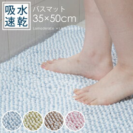 吸水 バスマット 35×50cm『ツインモールS』[ 吸水 速乾 吸水速乾 マイクロファイバー モール 丸洗い 洗える 子供 大人 お風呂マット おふろマット 足拭き 足ふきマット バスルーム 足拭きマット 北欧 シンプル] ブルー ベージュ グリーン ピンク