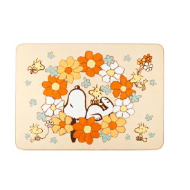 【SALE】スヌーピー ラグマット 約130×180cm『花いっぱい』オレンジ　　[ peanuts SNOOPY スヌーピー グッズ インテリア 大人 子供 かわいい おしゃれ ミニラグ 洗えるラグ ボア SENKO センコー あったか ふわふわ 床暖房対応 130 180]23AW