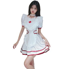 【即納】 SENMHS ナース コスプレ セクシー エッチ な エロ ナース服 制服 ボンデージ 看護婦 nurse 情趣 調教 萌え ミニ丈 ランジェリー コスチューム レディース ハロウィン 仮装 衣装 撮影 ストッキング付き ホワイト