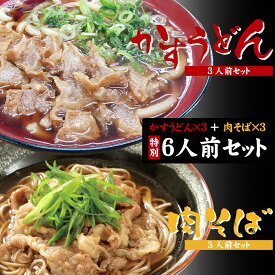 母の日 特別 セット うどん そば 惣菜 麺類 こってり だし 買い置き ギフト プレゼント お取り寄せ 本家かすうどん・肉そば 6人前セット 各3人前 あす楽