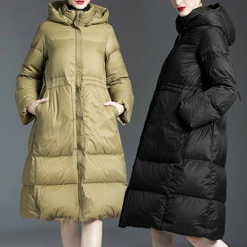 レディース コート アウター ミディアム丈 フード付き ダウンコート 暖かい 可愛い かわいい 韓国 かっこいい カジュアル 大人 上品 シンプル クラシック エレガント こなれ感