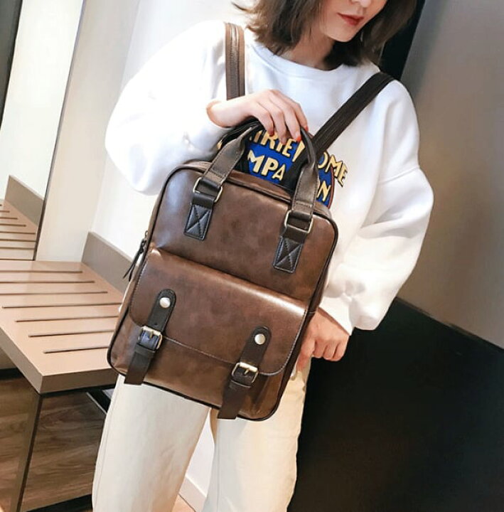 楽天市場 バッグ バック カバン かばん 鞄 人気 おすすめ 激安 安い 送料無料 プチプラ リュックサック バッグパック レザーバッグ サイドポケット Puレザー 合皮 防水 撥水 多収納 多機能 機能性 センス Sense