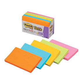 スリーエム(3M) ポストイット 付箋 強粘着 ノート ネオンカラー 75×127mm 90枚×5冊 655-5SSAN