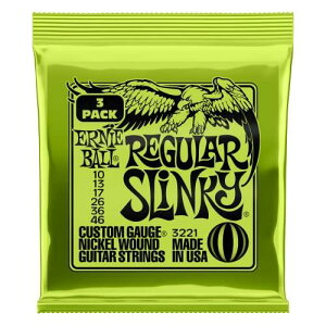 �y���K�i�z ERNIE BALL 3221 �G���L�M�^�[�� (10-46) REGULAR SLINKY 3Set Pack