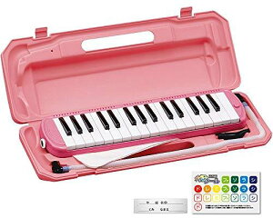 KC キョーリツ 鍵盤ハーモニカ メロディピアノ 32鍵 ピンク P3001-32K/PK (ドレミ表記シール・クロス・お名前シール付き)