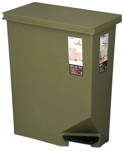 新輝合成(Shinki Gosei) トンボ ユニード ゴミ箱 35リットル 軽いペダルでサッと開く スイッチペダル カーキグリーン 奥行45×幅25×高さ53cm カウンター下 にも置ける 蓋付き 日本製