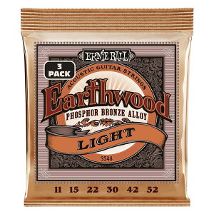 【正規品】 ERNIE BALL 3548 アコースティックギター弦 (11-52) EARTHWOOD PHOSPHOR BRONZE LIGHT 3Set Pack