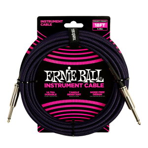 �y���K�i�z ERNIE BALL 6395 �y��p�V�[���h�P�[�u�� 18�t�B�[�g BRAIDED INSTRUMENT CABLE 5.49m �p�[�v���E�u���b�N