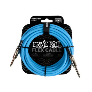 【正規品】 ERNIE BALL 6417 楽器用シールド ケーブル 20フィート FLEX INSTRUMENT CABLE 6.09m S-S型 ブルー