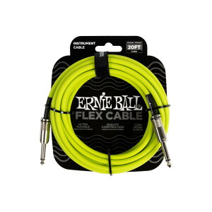 【正規品】 ERNIE BALL 6419 楽器用シールド ケーブル 20フィート FLEX INSTRUMENT CABLE 6.09m S-S型 グリーン