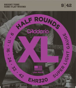 D’Addario ダダリオ エレキギター弦 403ステンレススチール・ハーフラウンド Super Light .009-.042 EHR320 【国内正規品】