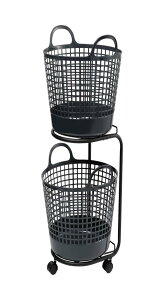 ���C�N�C�b�g (like-it) �����h���[ ���� ���[ ���E���h�^�o�X�P�b�g 2�i ��41×40.5×90.5cm(�L���X�^�[�܂�) �u���b�N LW-01L+LBB-01C 2P �o�C�I�}�X�v���X�`�b�N��90%�g�p