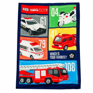 MORIPiLO トミカ 掛け布団カバー シングル (tomica 緊急車両 柔らかピーチスキン) ジュニアサイズ 子供用 ネイビー 130x180cm グッズ 可愛い パトカー 消防車 救急車 キャラクター まくらのモリシタ