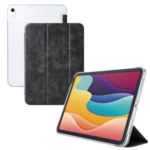 �G���R�� iPad A16 ��11���� 11�C���` 2025�N 10.9�C���` ��10���� 2022�N �P�[�X 2�̊p�x���߉\ �t���b�v�t�� �N���A�P�[�X �X���[�v���[�h �u���b�N TB-A25RWVBK