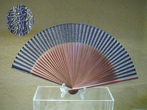 江戸小紋柄 赤唐木短地扇(松葉柄)/シルク生地/男女兼用扇子/男性用女性用/女物男物/紳士用婦人用/和柄