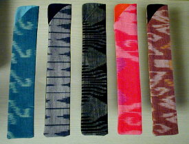 バティック　バリ民芸織生地製　扇子袋（グレー＋青（紺））女性用7寸