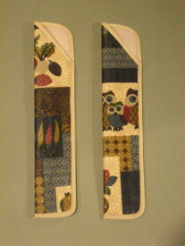 女性用（7寸）フクロウ柄／ベージュ　印伝風ビニール生地　扇子袋