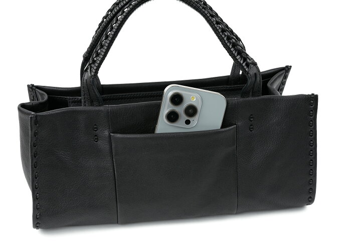 genten - genten ゲンテン カットワーク レザー トートバッグ ブラック  