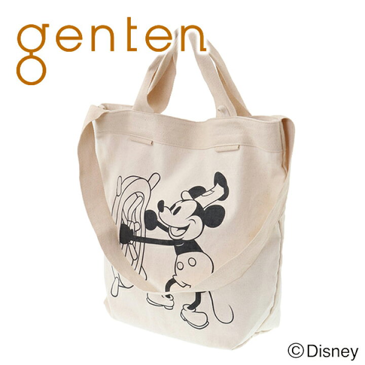 楽天市場 選べるかわいいノベルティ付 Genten ゲンテン バッグキャンバスプリントバッグ 大 レディース トートバッグ カジュアルトート エコバッグ ミッキーマウス Disney ディズニー コラボ ギフト かわいい おしゃれ プレゼント ブランド こだわりの
