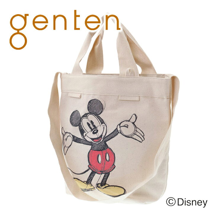 楽天市場 選べるかわいいノベルティ付 Genten ゲンテン バッグキャンバスプリントバッグ 中 レディース トートバッグ カジュアルトート エコバッグ ミッキーマウス Disney ディズニー コラボ ギフト かわいい おしゃれ プレゼント ブランド こだわりの