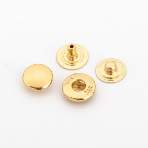 THK真鍮製バネホック 丸頭 10セット入 NO.8 標準セット ニッケル ゴールド 黒 アンテック 10組入り レザークラフト金具 留め具 ボタン