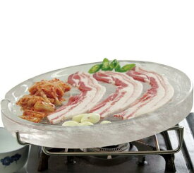 【韓国食器・営業用】焼肉用水晶プレート（セット台付き）3枚　直径340mm