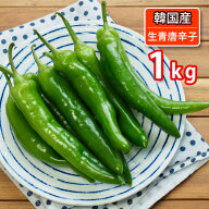 【韓国産】青唐辛子 1kg　生唐辛子「冷蔵便」「辛口」 「韓国産」 チョンヤンゴチュ 韓国食品 輸入食品 …