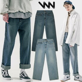 【正規品】WV PROJECT デニム ストレート ジーンズ hyphen denim pants CJLP7523 ☆ ウォッシュド ジーパン レディース メンズ ユニセックス 男女兼用 ゆったり ダブリューブイプロジェクト 韓国ファッション 韓国ブランド【韓国発送/海外通販/関税込/送料無料】