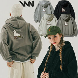 【正規品】WV PROJECT フーディ パーカー オーバーフィット Hidedino hoodie JIHD7528 ☆ 裏起毛 ゆったり コットン メンズ レディース ユニセックス 韓国 韓国ファッション 韓国ブランド カップル プレゼント お揃い カップルルック 【韓国発送/海外通販/関税込/送料無料】