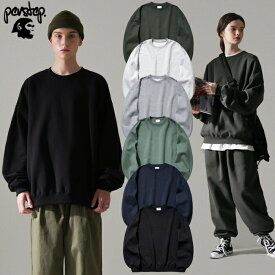 【正規品】PERSTEP スウェット トレーナー ゆったり Mile Balloon Sweatshirt DEMT4443 ☆ オーバーフィット ストリート 長袖 裏起毛 ユニセックス 秋 冬 カジュアル ビックシルエット 韓国ファッション 韓国ブランド パーステップ【韓国発送/海外通販/関税込/送料無料】