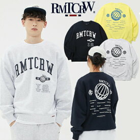 【正規品】 ROMANTIC CROWN トレーナー ゆったり GLOBE SLOGAN SWEAT SHIRT ☆ スウェットシャツ トップス オーバーフィット 長袖 レディース メンズ 春 秋 冬 大人気 韓国ファッション 韓国ブランド ロマンティッククラウン 【韓国発送/海外通販/関税込/送料無料】