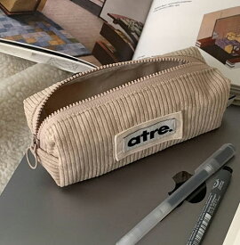 【正規品】atre ペンケース 筆箱 Lykke pencil pouch ☆ ペン入れ シンプル ロゴ デイリー ストリート カジュアル コーデュロイ 収納 ポーチ 小物入れ 文房具 韓国 韓国ファッション オールシーズン 【韓国発送/海外通販/関税込/送料無料】