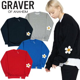 【正規品】GRAVER フラワー トレーナー スウェット ロゴ ☆ 花 長袖 スマイル レディース メンズ 男女兼用 ユニセックス カップル ペアルック コットン 韓国ファッション 韓国ブランド 韓国【韓国発送/海外通販/関税込/送料無料】