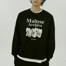 ＼期間限定20%OFF＆クーポン発行／WAI KEI スウェット トレーナー Maltese archive sweatshirts ☆ 長袖 レディース メンズ ユニセックス カジュアル ストリート オーバーフィット K-POPアイドル着用 韓国ブランド ワイケイ 韓国 人気【韓国発送/海外通販/関税込/送料無料】