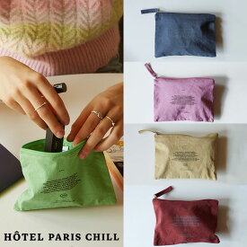 ★SS限定最大2000円オフクーポン★ HOTEL PARIS CHILL ポーチ Everyday Pouch ☆ 小物入れ 化粧ポーチ コスメポーチ フラットポーチ ウォッシングコットン レタリング ビンテージ 無地 韓国 人気 韓国ファッション 韓国ブランド ホテルパリチル 【正規品/関税込/送料無料】