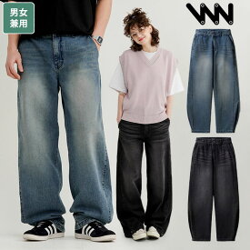 【正規品】 WV PROJECT デニムパンツ ジーパン Traction snap denim pants JNLP7709 ☆ ヴィンテージ オーバーフィット カジュアル ストリート シンプル レディース メンズ 韓国ファッション 韓国ブランド ダブリューブイプロジェクト 【韓国発送/海外通販/関税込/送料無料】