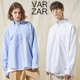 【正規販売店】VARZAR シャツ ロゴ VZ Logo Big Over Fit Oxford Shirt ☆ 大きめ ストリート カジュアル シンプル オーバーフィット レディース メンズ 人気 韓国 春 夏 秋 冬 韓国ファッション 韓国ブランド バザール K-POP 【韓国発送/海外通販/関税込/送料無料】