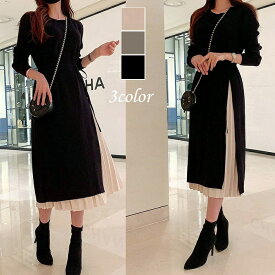 ワンピース 長袖 プリーツワンピース プリーツスカートセット プリーツスカート ロングワンピース 秋冬 きれいめ セットアップ プリーツスカート 冬コーデ 春コーデレディース おしゃれ 秋コーデ