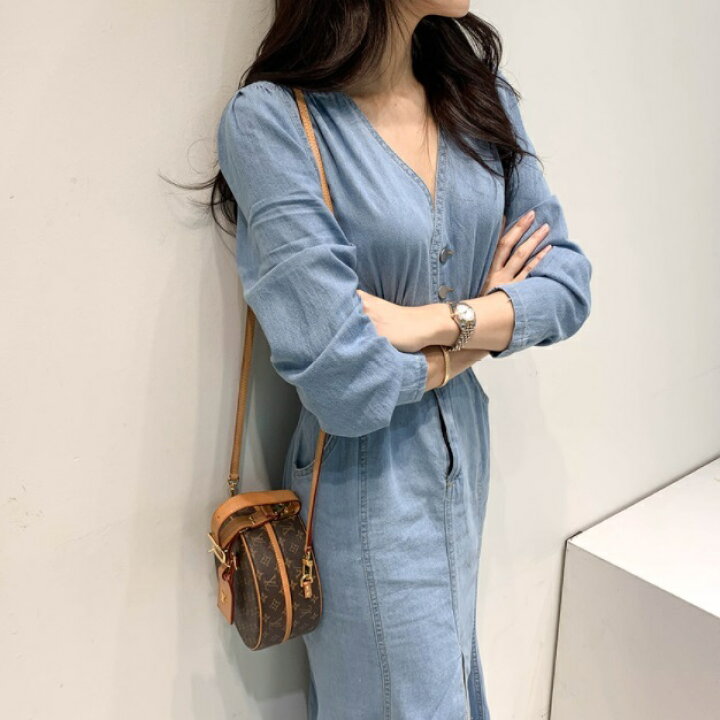 楽天市場 デニムワンピース 長袖 春 ワンピース 秋 ロングワンピース 秋コーデ 冬コーデ 春コーデ 大人可愛い Seoul Days 楽天市場店