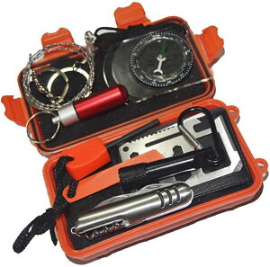 サバイバル ツール 緊急応急セット 7点セット アウトドア キャンプ 登山 救急 笛 方位磁石 ワイヤー