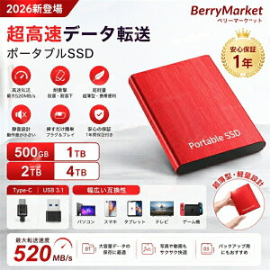 �ϏՌ� �|�[�^�u��SSD �O�t��SSD 500GB 1TB 2TB 4TB �����^ USB3.1 Type-C�Ή� 1�N�ۏ� PC�݊� �X�}�z