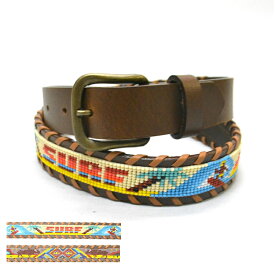 【2 COLORS】CAMP HERO(キャンプヒーロー) 【MADE IN U.S.A.】BEADWORK LEATHER BELT(アメリカ製 ビーズ レザーベルト)