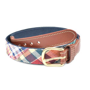 LEATHER MAN(���U�[�}��) �yMADE IN U.S.A�zPIN BUCKLE MADRAS RIBBON BELT(�A�����J�� �}�h���X ���{���x���g)
